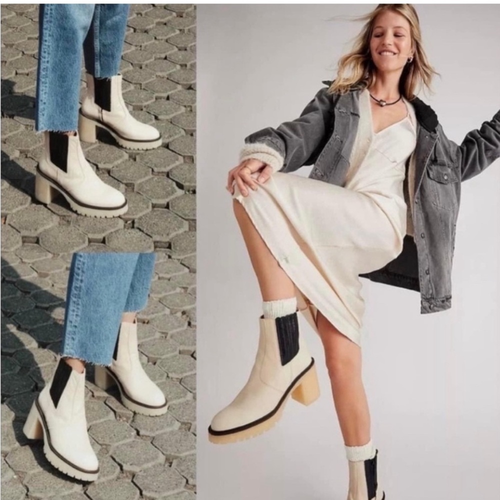 NIB Free People James Chelsea Boot Bootie in Bone Leather $188 - Picture 4 of 15